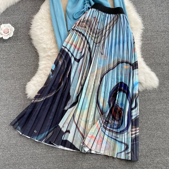 Women V-Neck Drawstring Top And Long Skirt - Picture 7 of 12